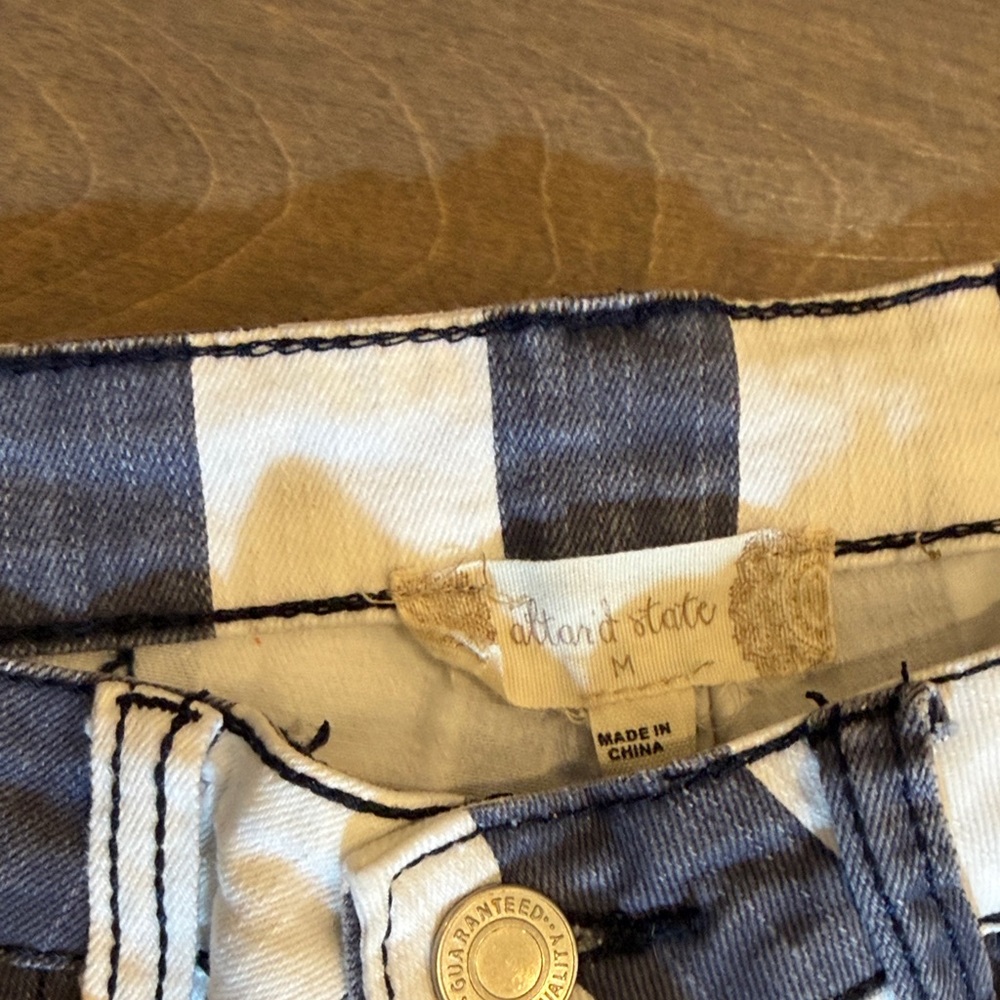 Altar'd State Blue and White Striped Flare Jeans - Picture 2 of 7